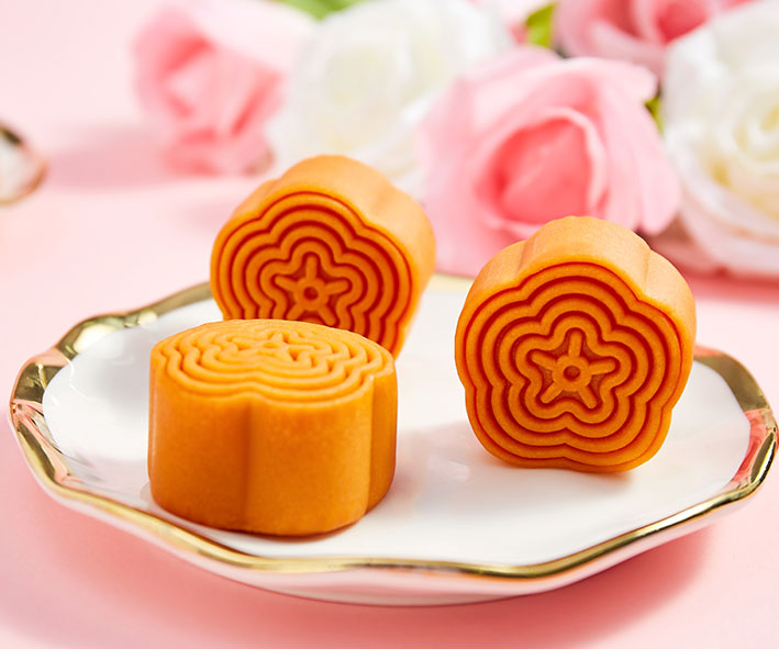 定制桃山皮芒果真果粒流心月餅